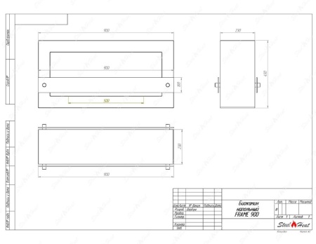 Биокамин SteelHeat WALL FRAME ONE 900 серый, стекло по цене 52 290 руб.