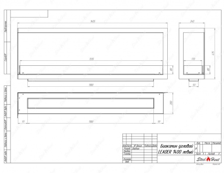 Биокамин угловой SteelHeat Leader 1400 левый стекло + стемалит по цене 68 849 руб.