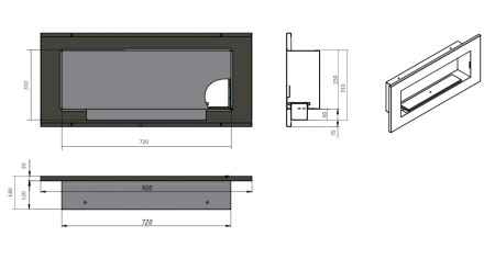 Биокамин Русский огонь "Премиум 900V" встраиваемый по цене 31 000 руб.